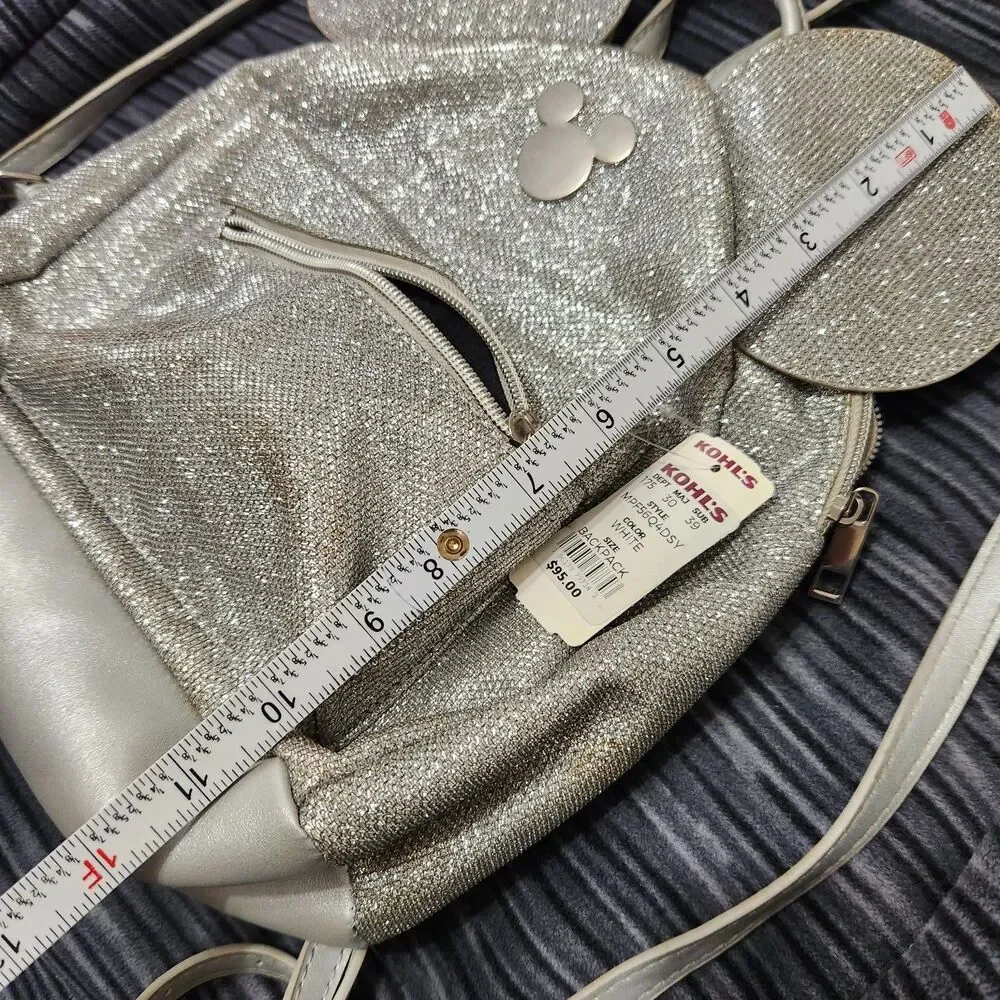 Mickey Mause Girls Kid Backpack Gray Metallic